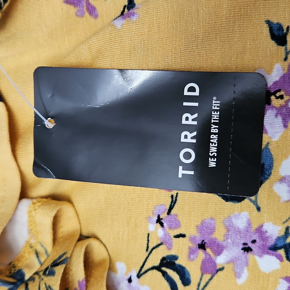 Torrid Floral Ruffle Tank Top V-Neck NEW 1X Torrid Size 1 Yellow - Picture 8 of 11